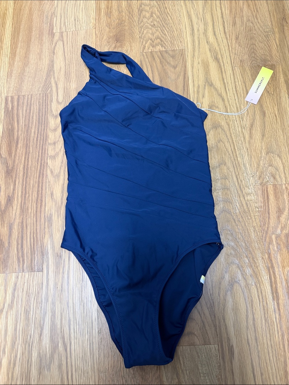 summersalt Navy One-Piece Swimsuit - Asymmetric Halter